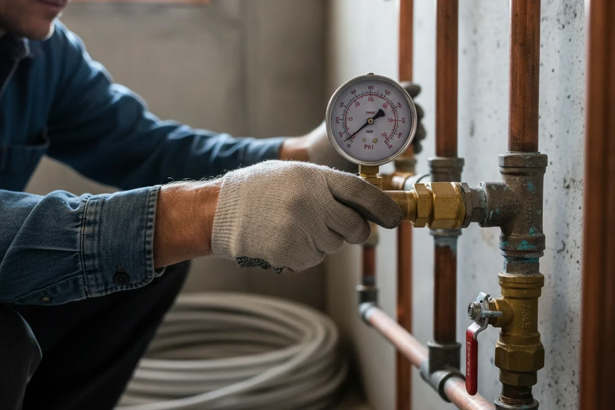 Pressure testing a repaired line during Water Line Repair in Stringer